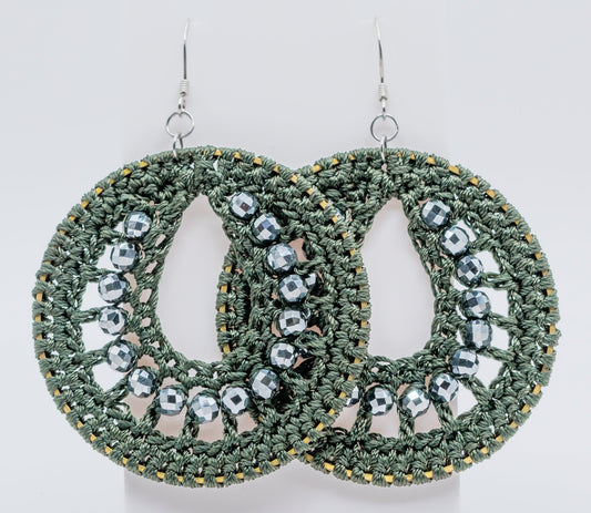 Sage Macrame and Titanium Hoops