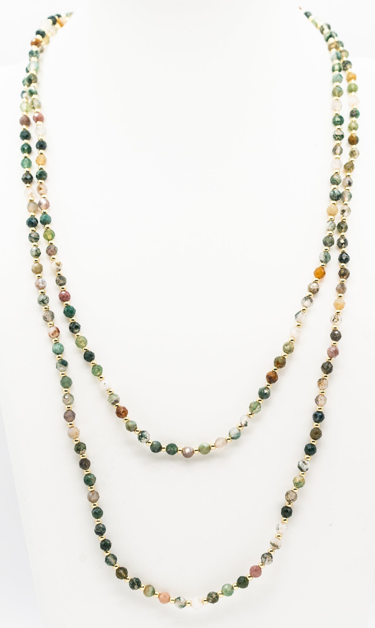 36" Agate Gemstone and Gold-filled Stretch Necklace