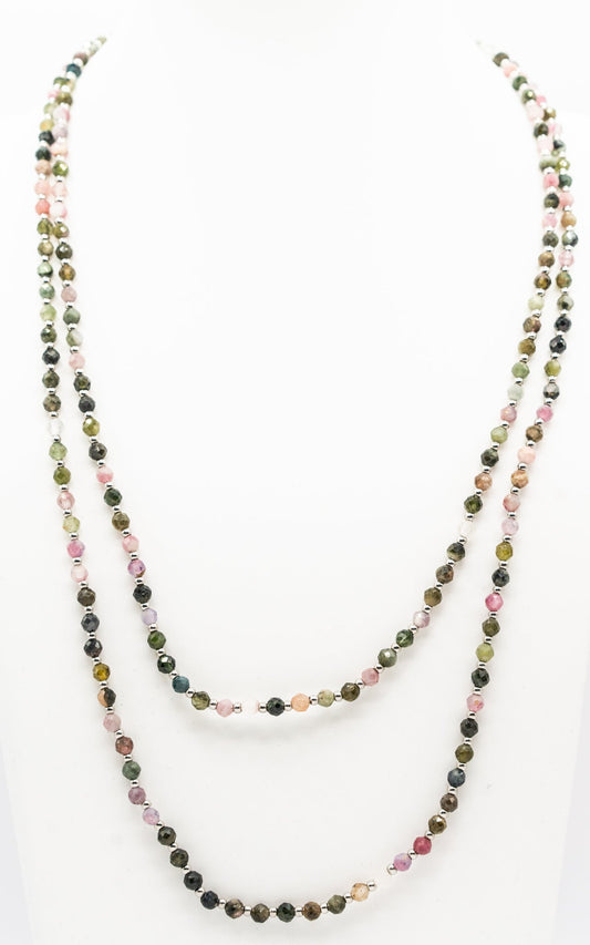 36" Watermelon Tourmaline and Gold-filled Necklace