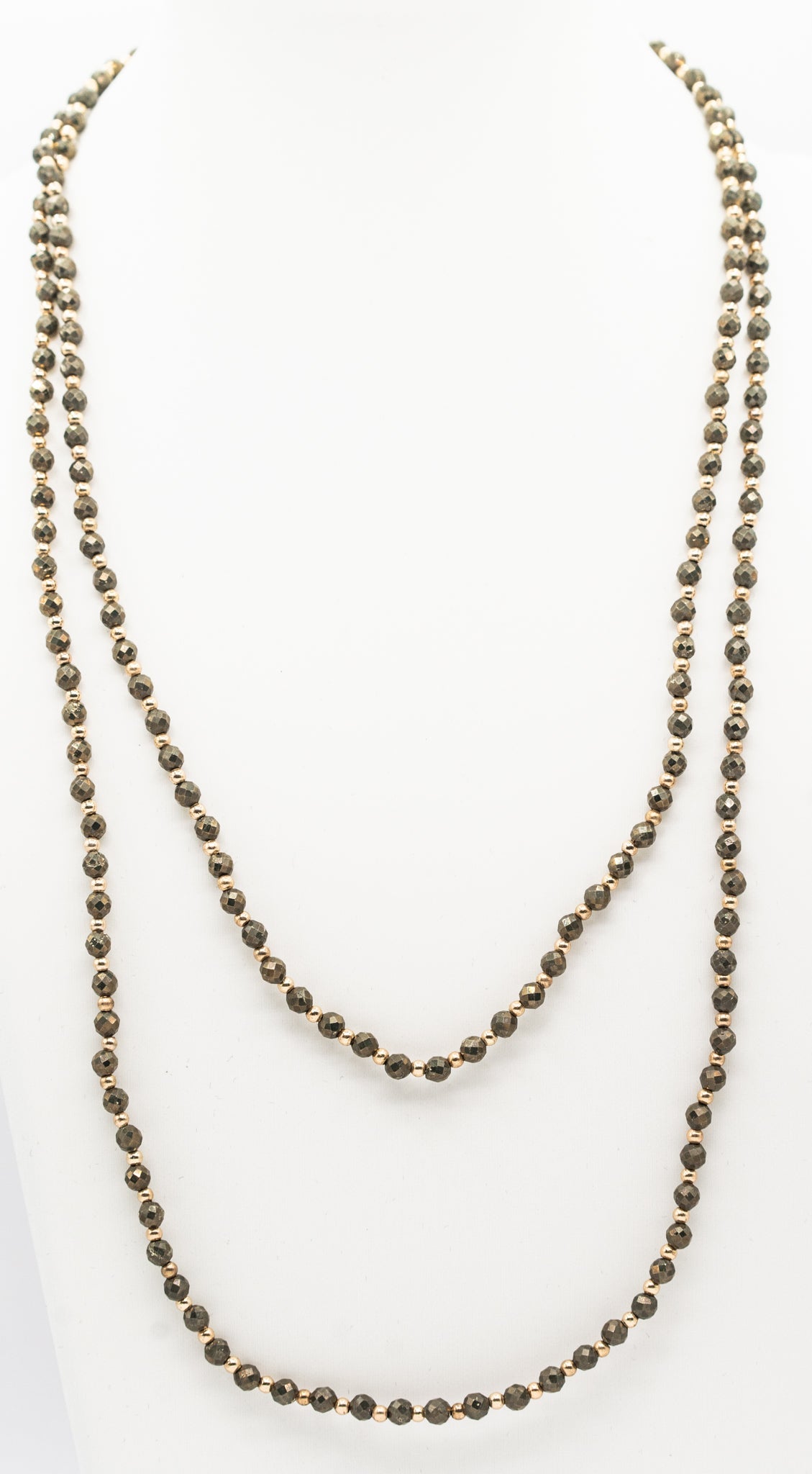 36" Pyrite Gemstone and Gold-filled Necklace