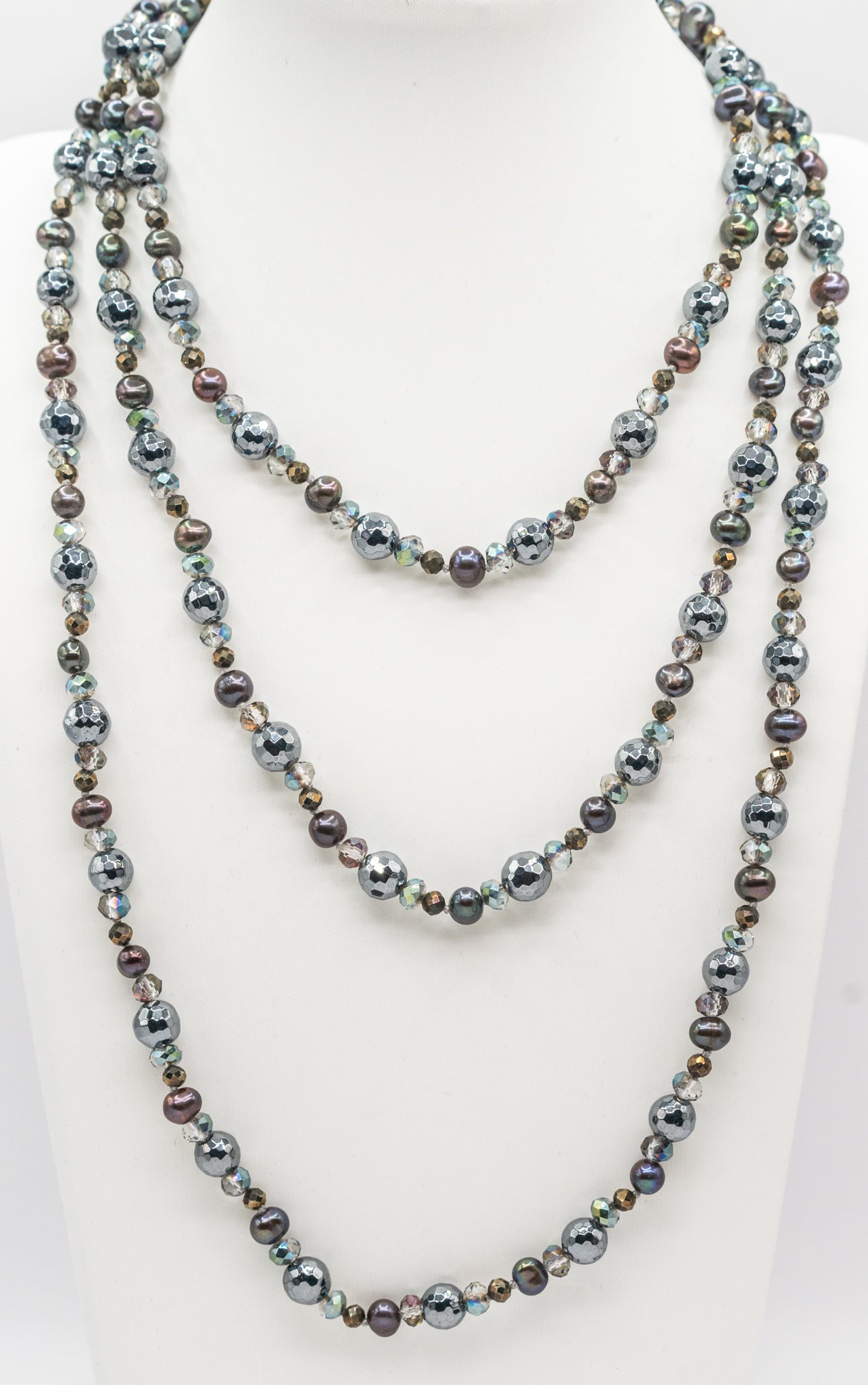 Mixed Titanium and Gray Pearl Necklace