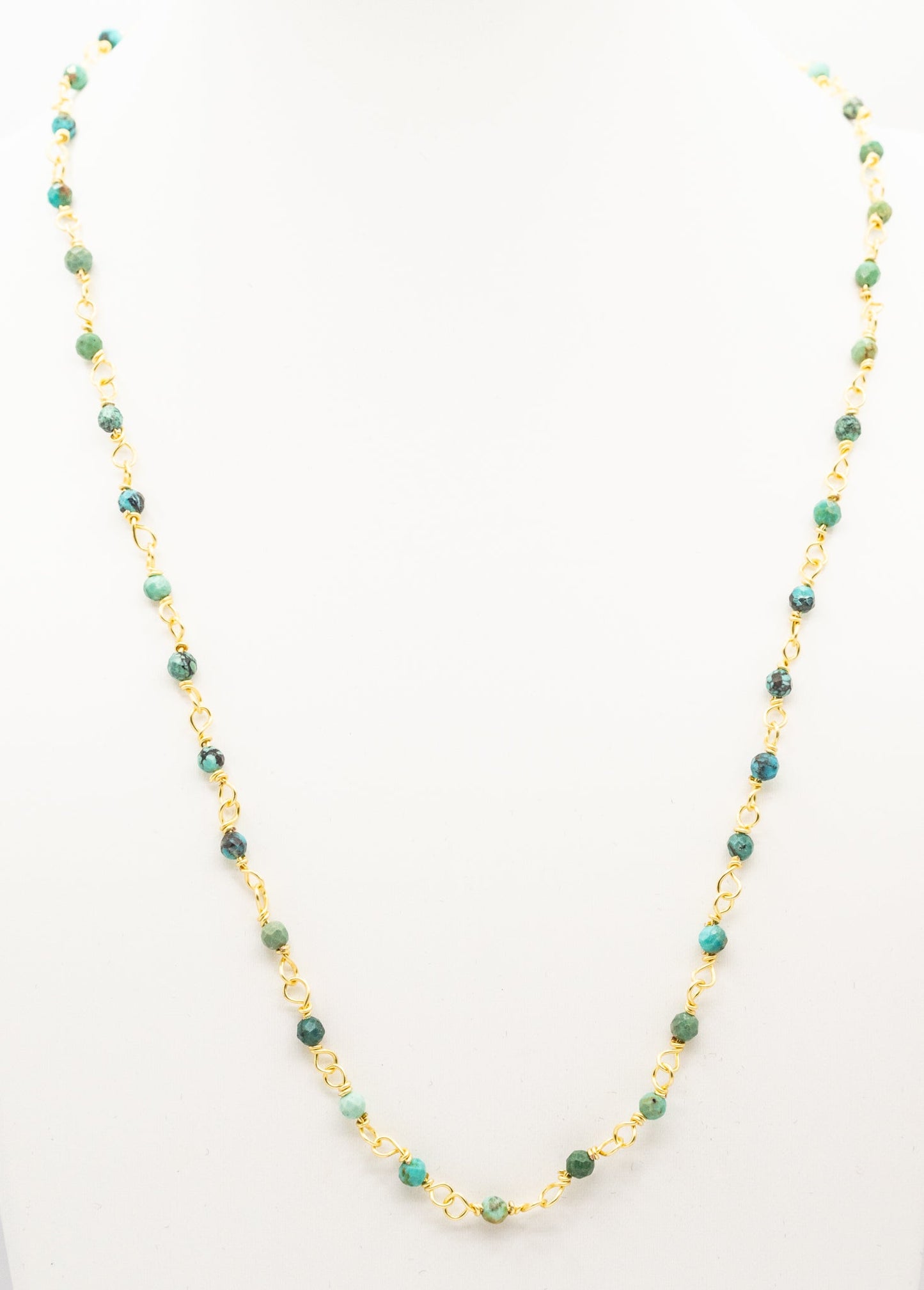 African Turquoise Delicate Chain Necklace