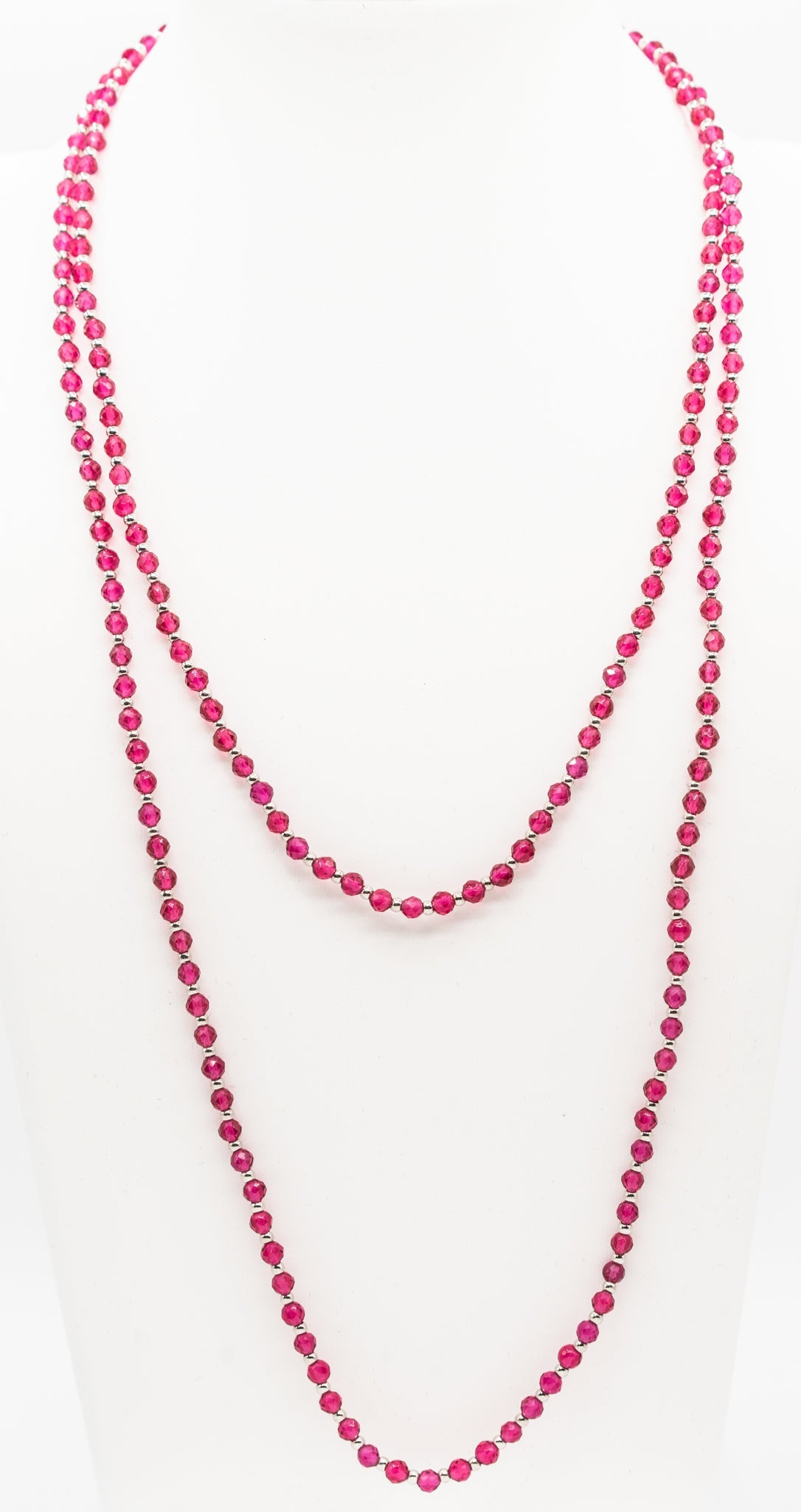 36" Hot Pink Natural Crystal and Gold-filled Stretch Necklace