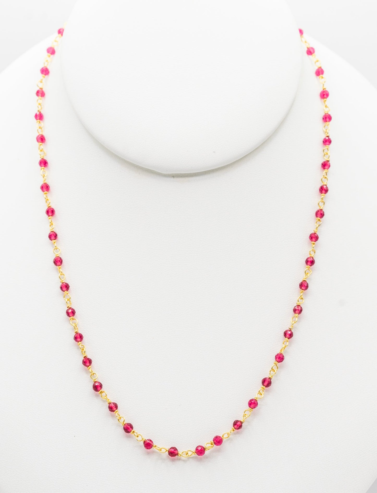 Hot Pink Natural Crystal Delicate Chain Necklace