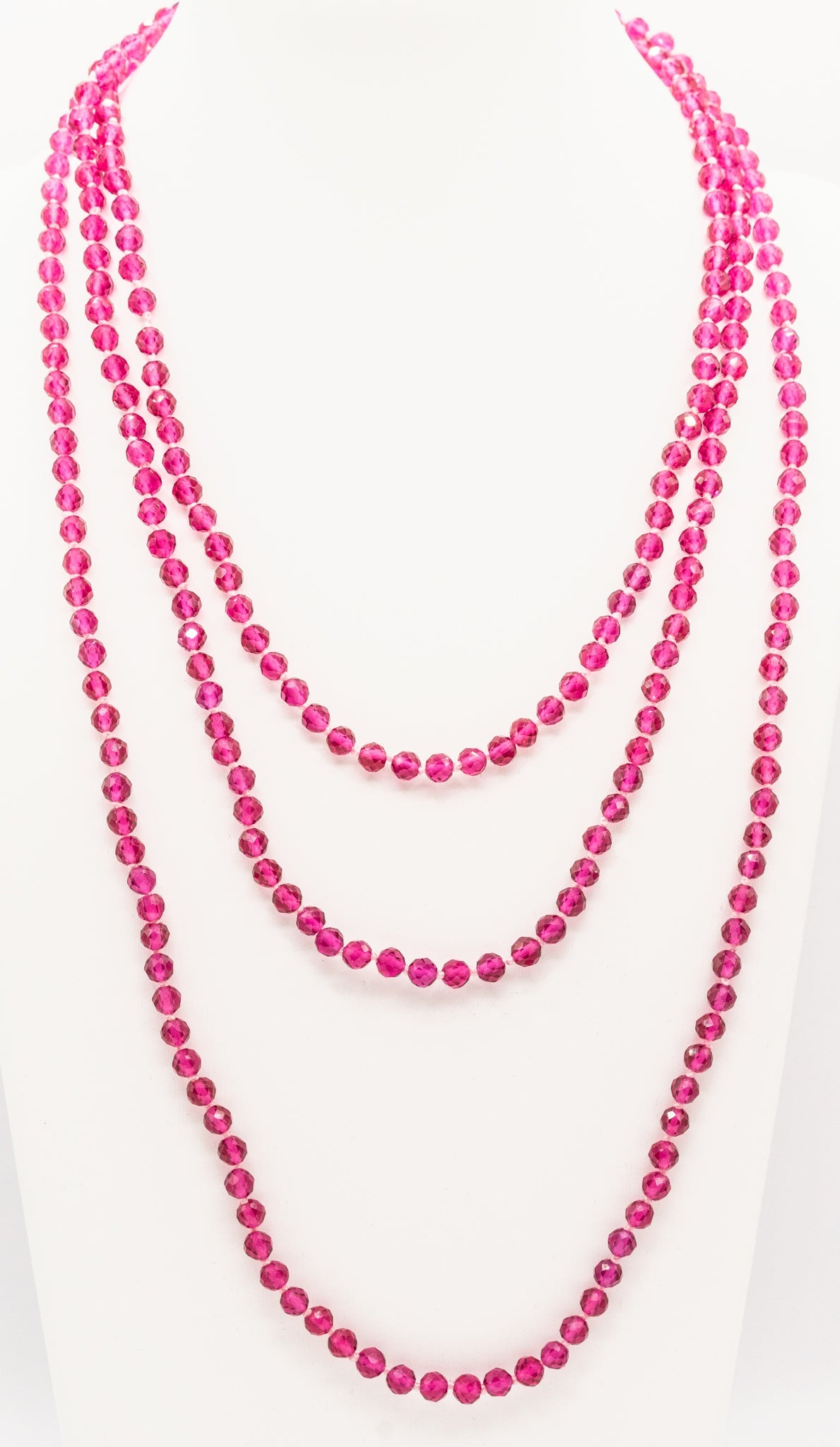 48" Hot Pink Natural Crystal Necklace