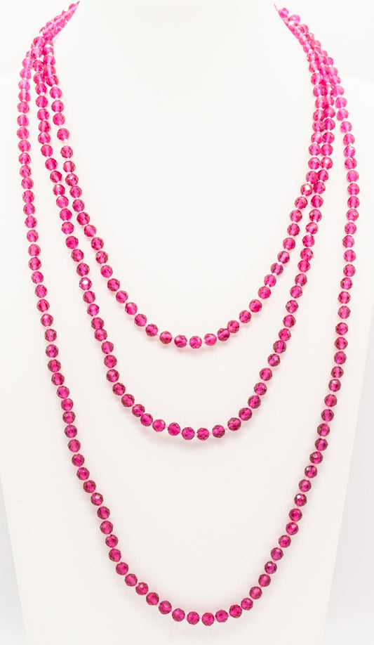 48" Hot Pink Natural Crystal Necklace