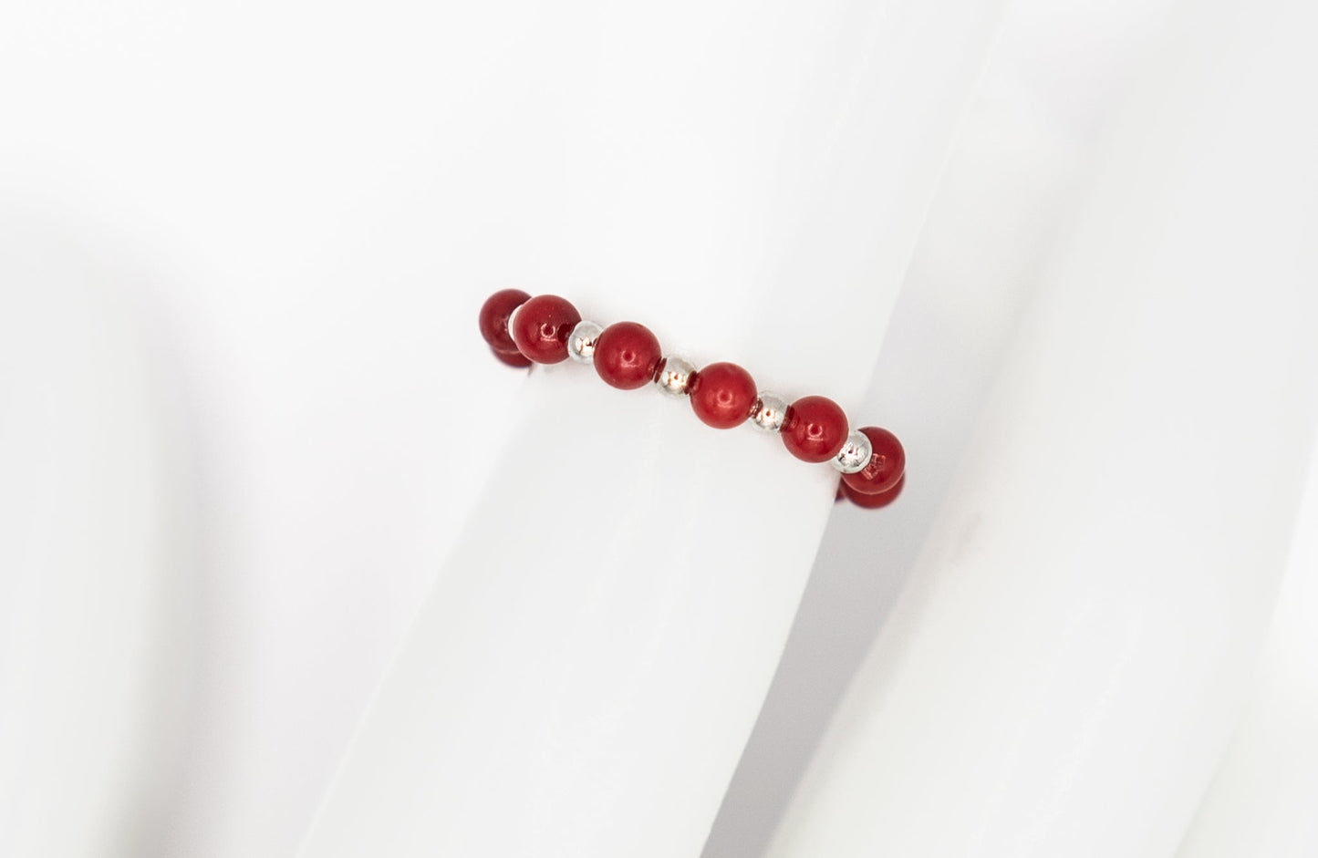 Red Bamboo Gemstone and Gold-filled Ring