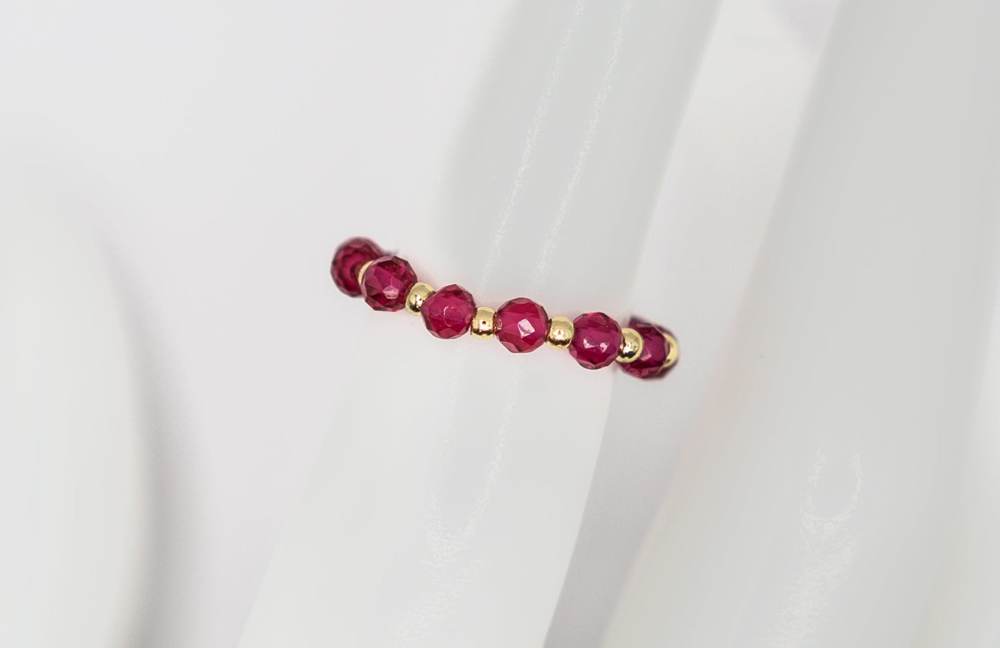 Hot Pink Natural Crystal and Gold-filled Ring