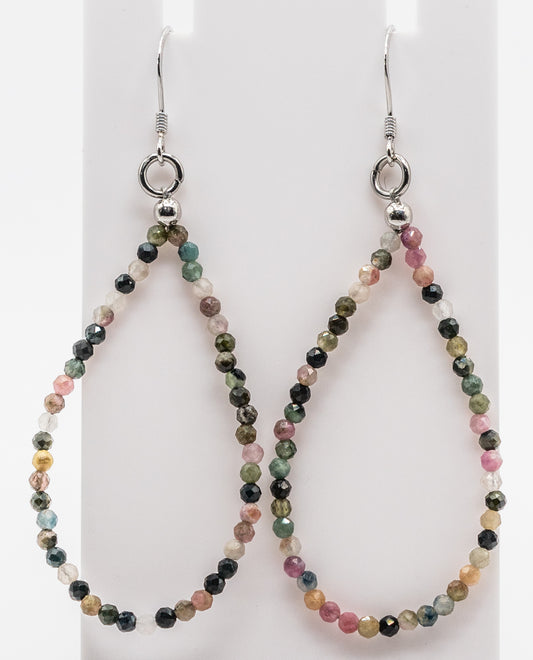 Watermelon Tourmaline Gemstone Hoops