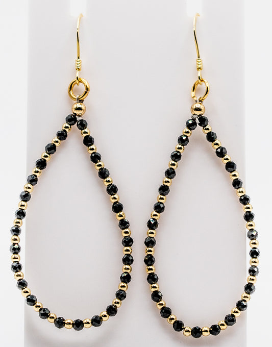 Black Onyx and Gold-filled Hoops