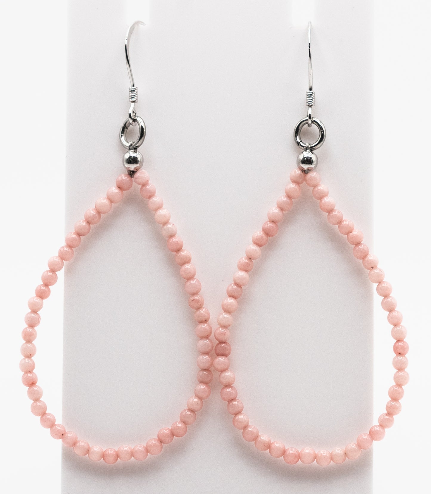 Pink Coral Gemstone Hoops