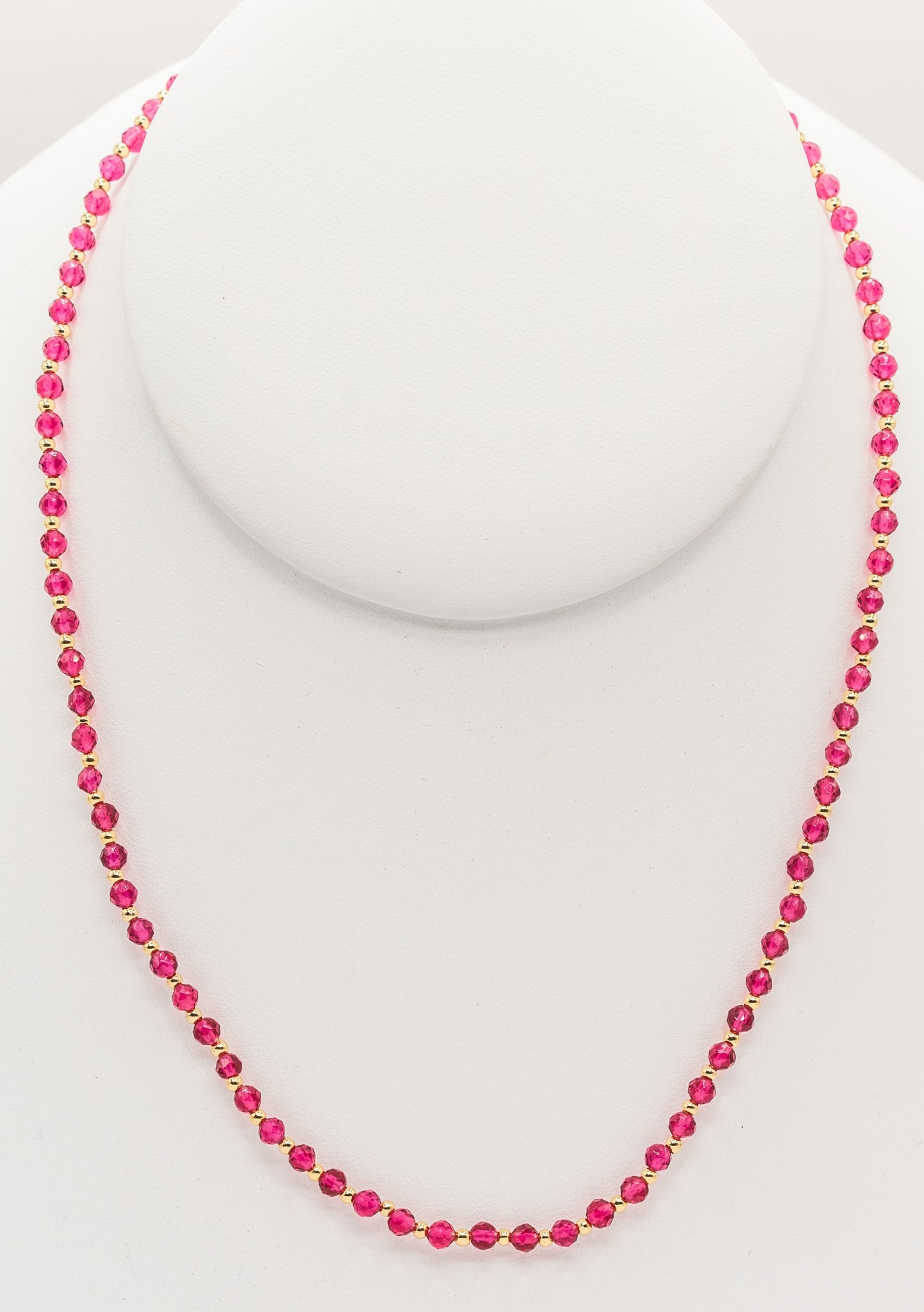 Hot Pink Natural Crystal and Gold-filled Gemstone Necklace