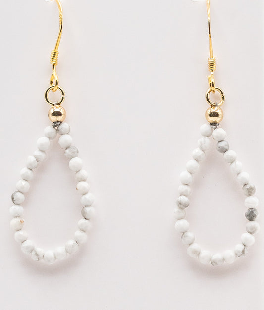 Tiny Howlite Gemstone Hoops