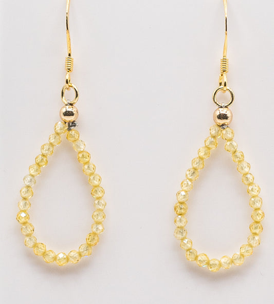 Tiny Yellow Topaz Gemstone Hoops