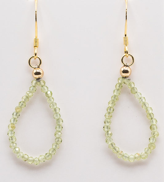 Tiny Peridot Gemstone Hoops