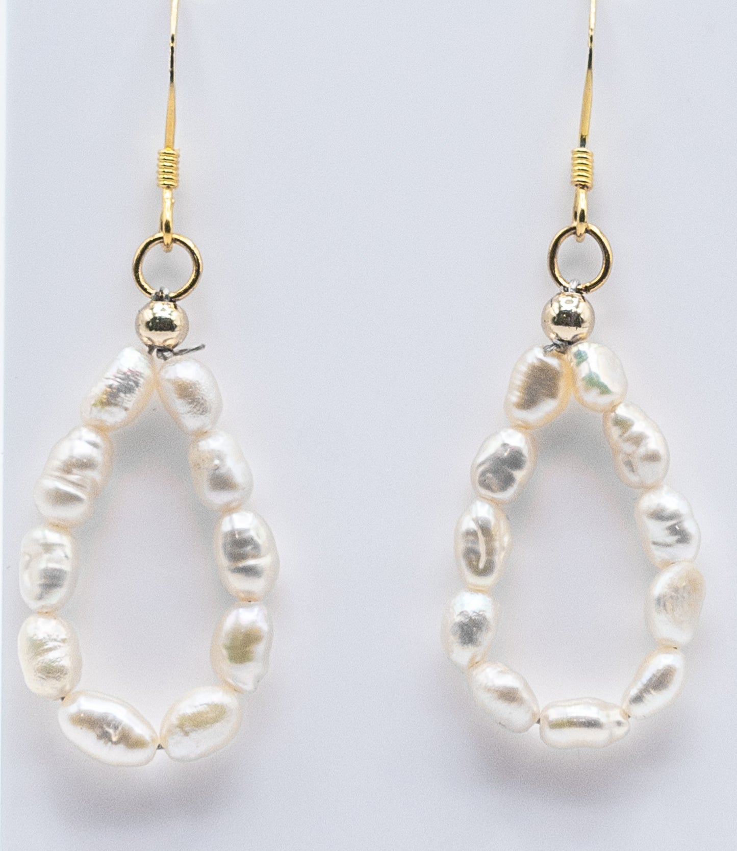 Tiny Pearl Gemstone Hoops