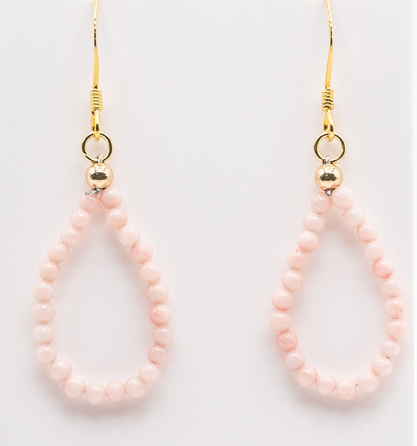 Tiny Pink Coral Gemstone Hoops