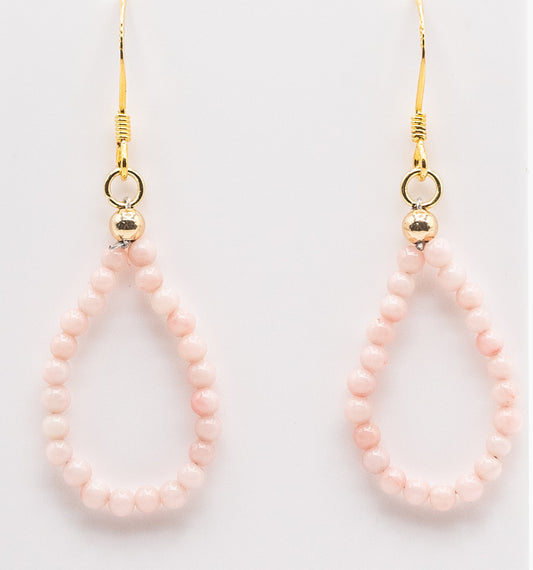 Tiny Pink Coral Gemstone Hoops