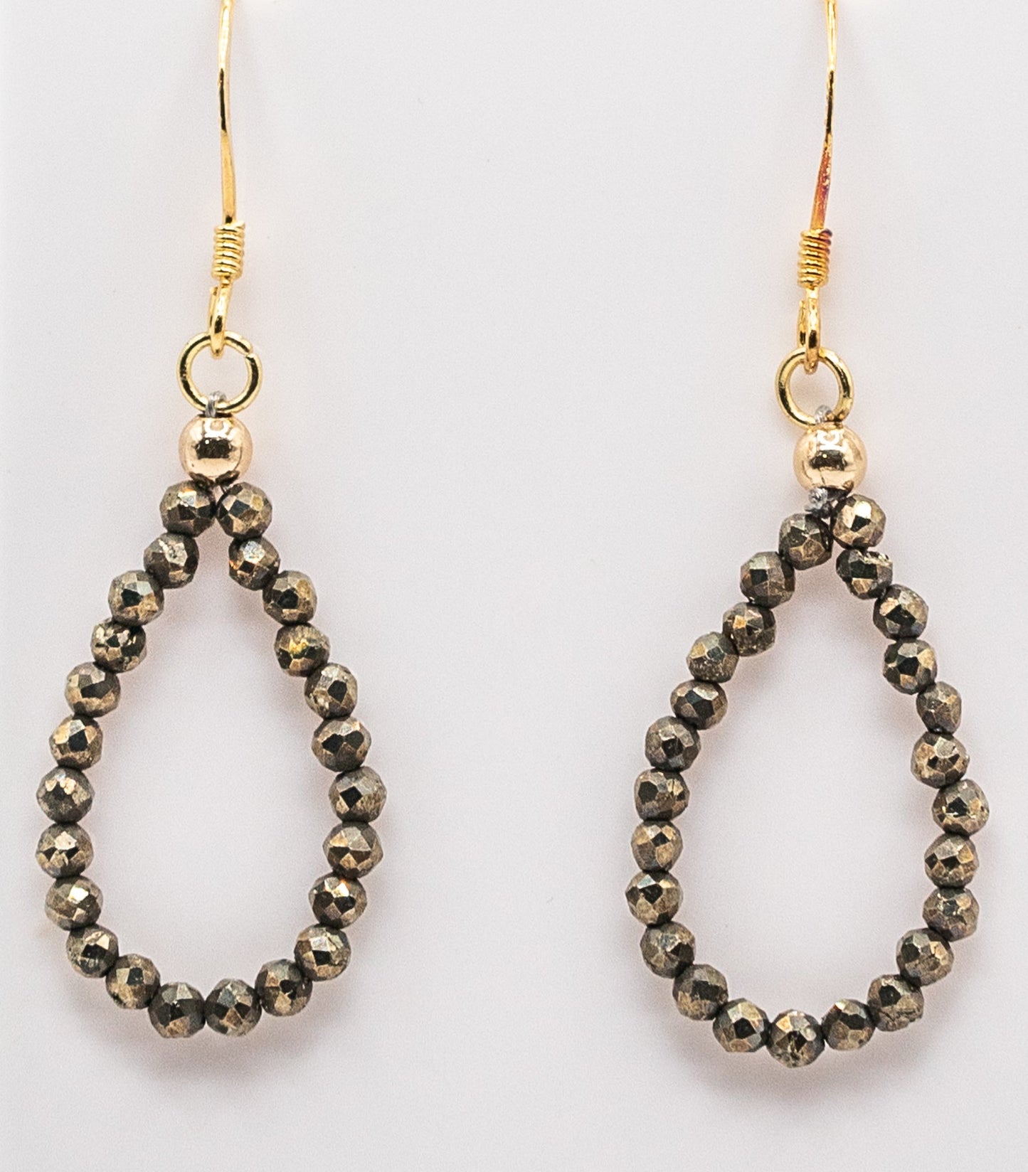 Tiny Pyrite Gemstone Hoops