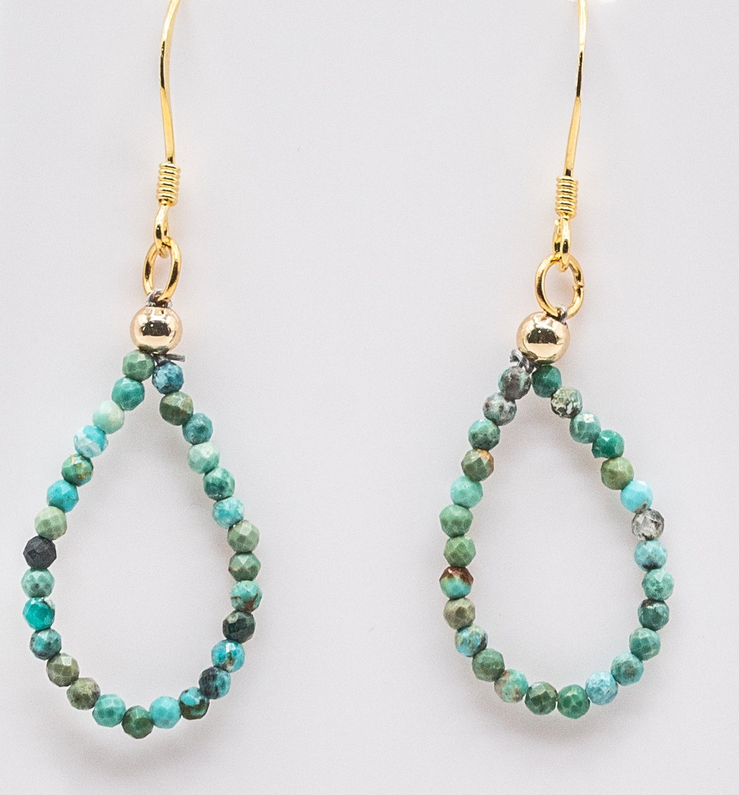 Tiny African Turquoise Gemstone Hoops